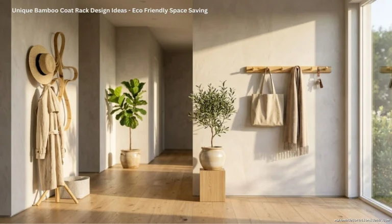 Home Unique kinetic and floating bamboo coat rack design ideas in a modern Japandi entryway