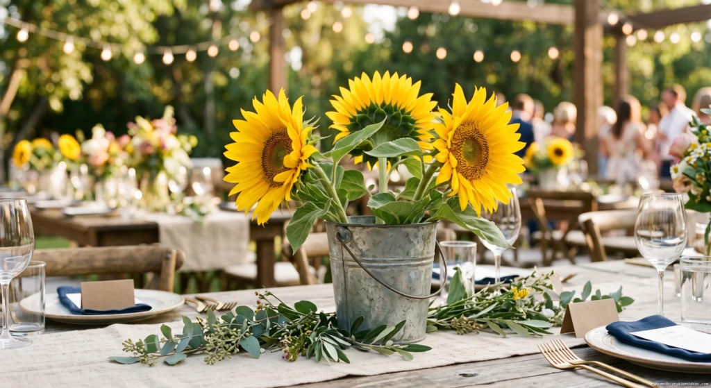 13. Sunflowers In Tin Pails