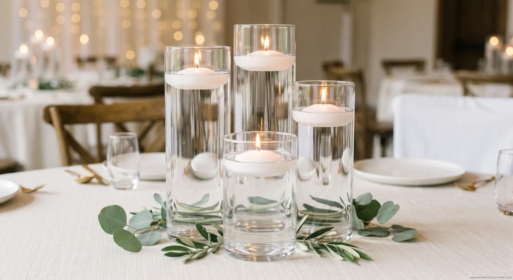 2. Floating Candles In Cylinder Vases