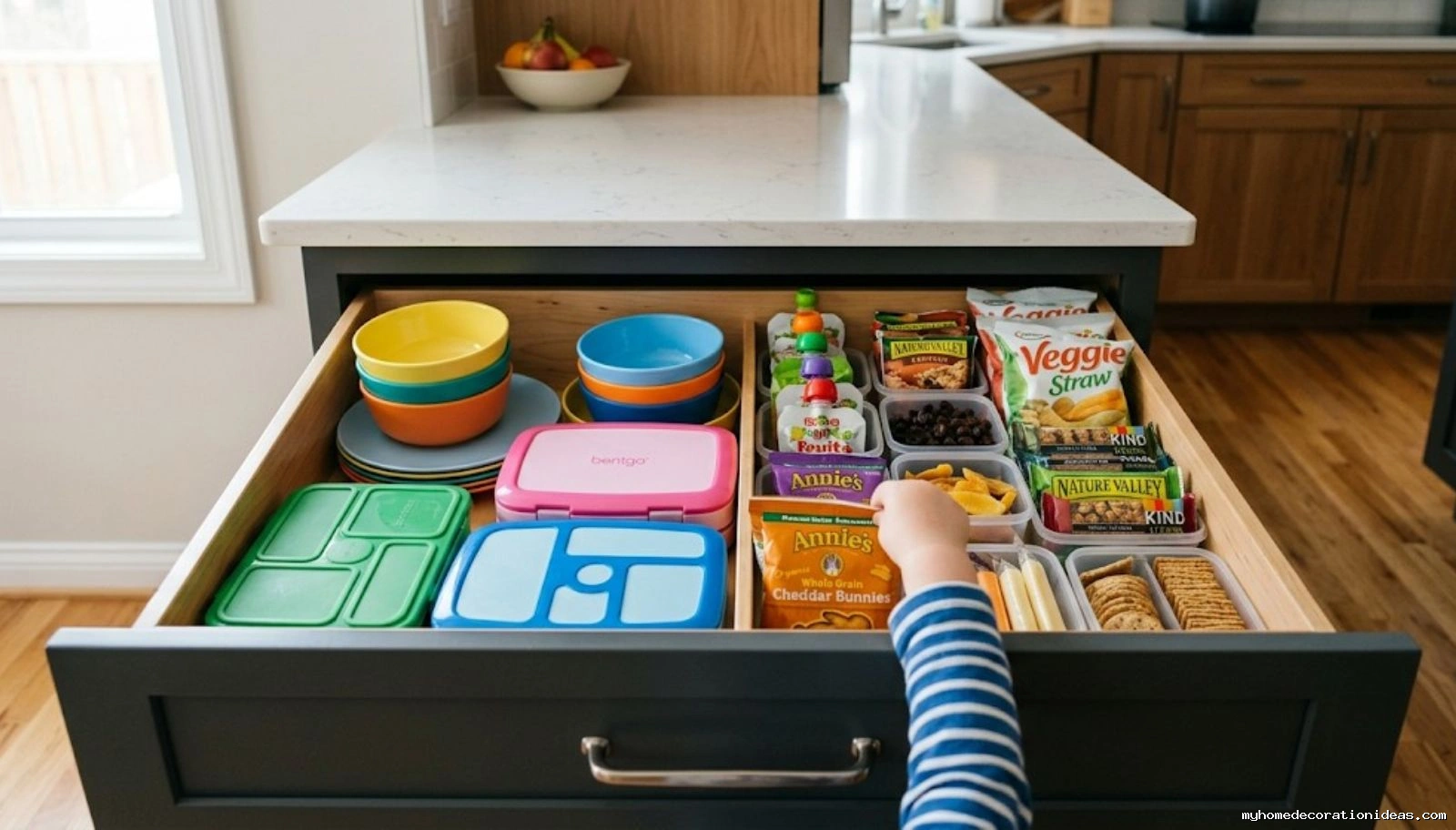 kid friendly kitchen storage drawers