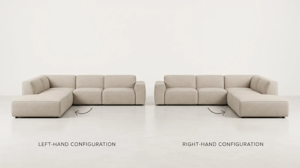 Left-hand and right-hand modular sofa configurations explained