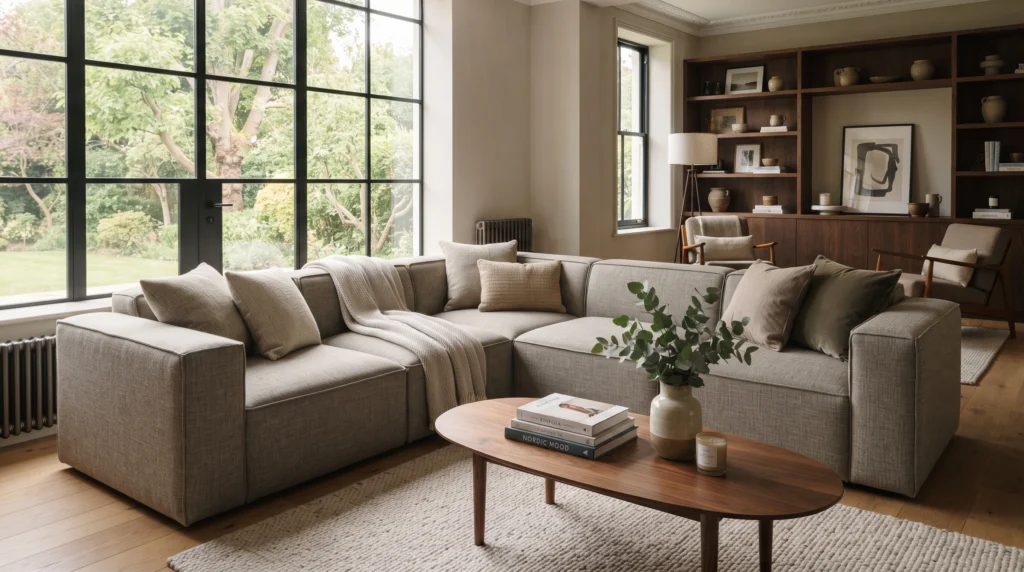 Modern modular sofa in a living room
