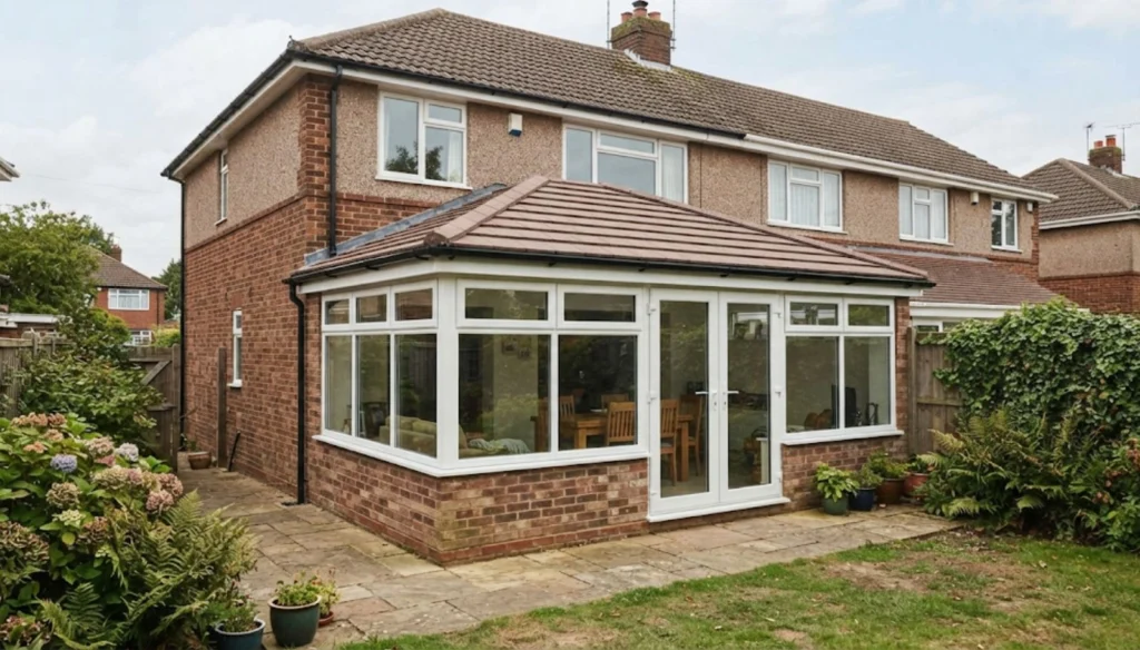 Solid insulated roof fitted to a UK conservatory