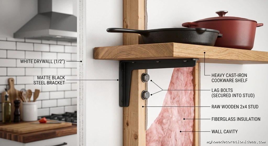 Heavy Duty Stud Anchoring For Kitchen Shelves
